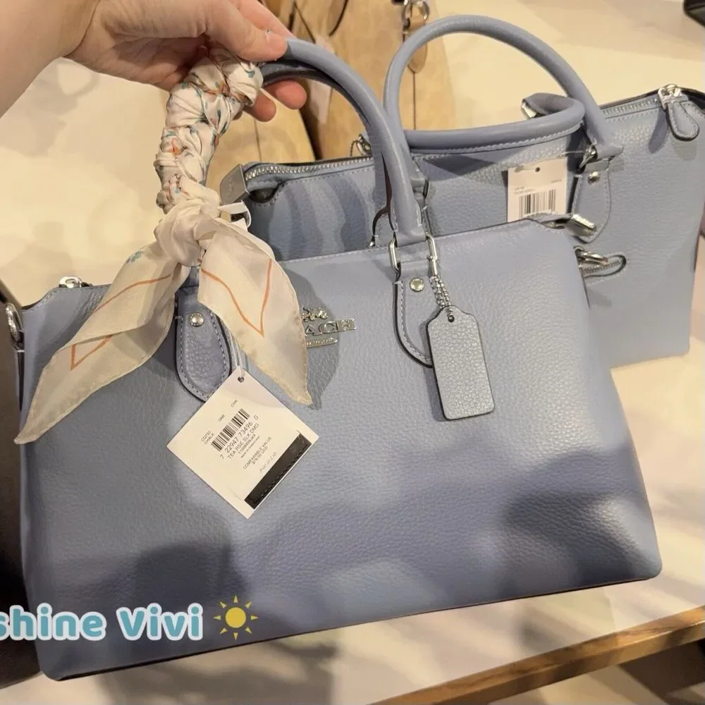 NWT Coach Bundle Georgia Satchel Bag CR156 Leather Bluebell & Cq722 Silk Scarf - Picture 1 of 12